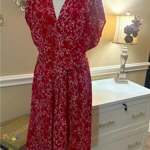 Elegant Red Floral Dress